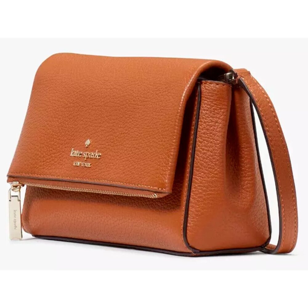 S Kate Spade Leila Mini Zip Crossbody Bag Brown Leather Purse KE487 NWT $329